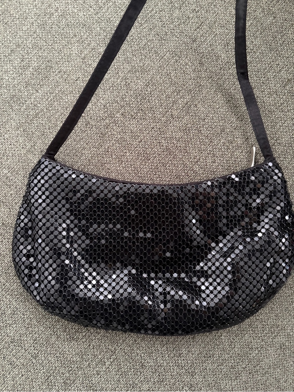 Black Sequin Shoulder Bag - Elegant Evening Accessory